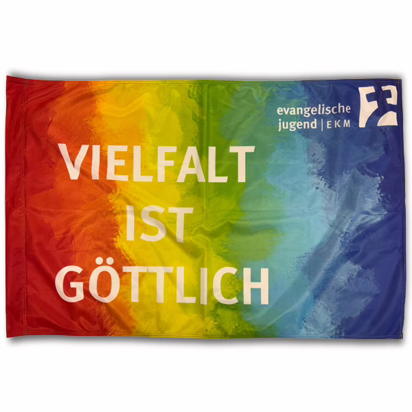 Kleinfahne „Vielfalt ist göttlich“ (90 × 60 cm)